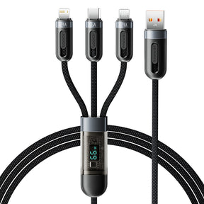 Toocki 1.2M 6A Multi 3-in-1 Apple Type C and USB Fast Charging Cable