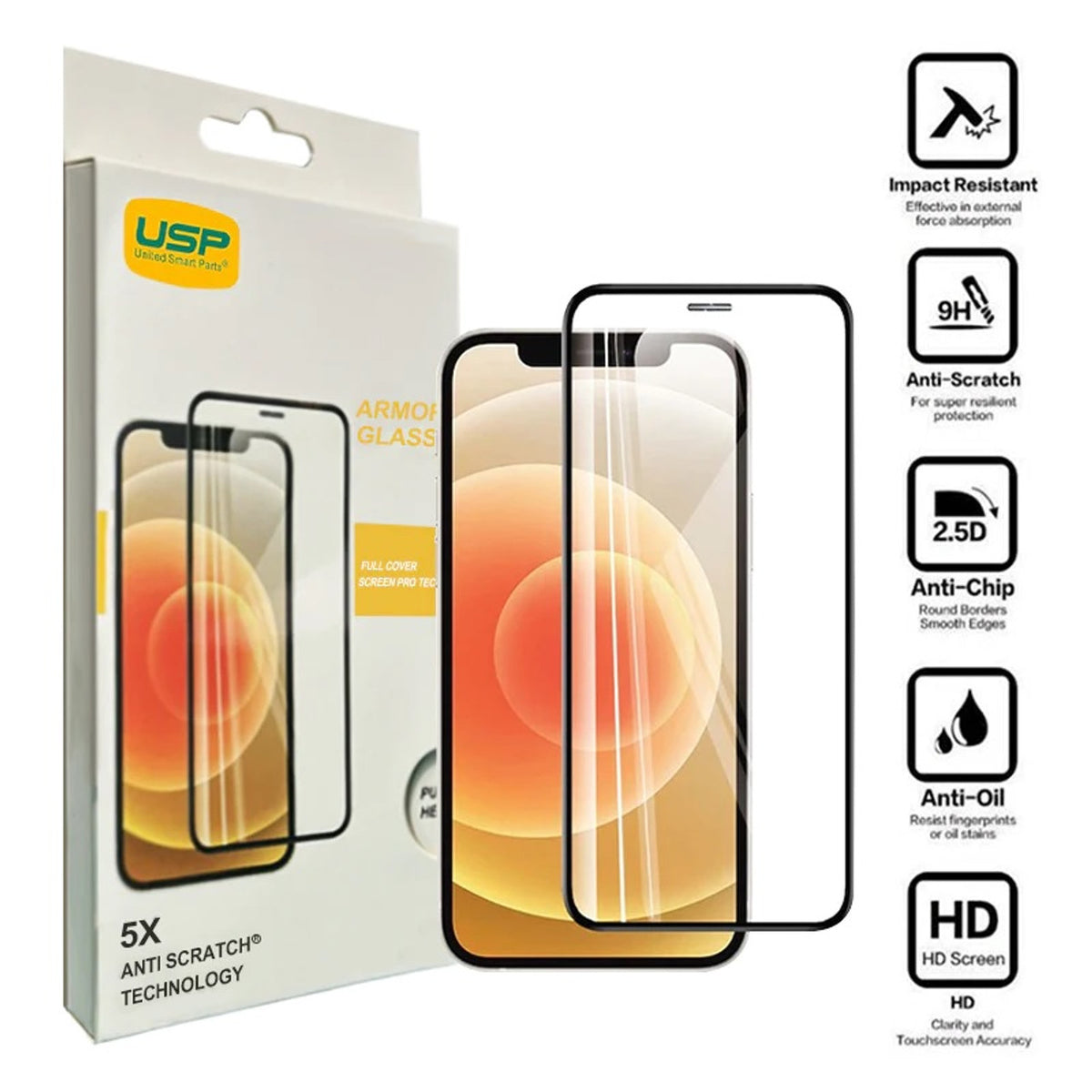 USP Full Cover Glass Screen Protector for Apple iPhone 13/13 Pro