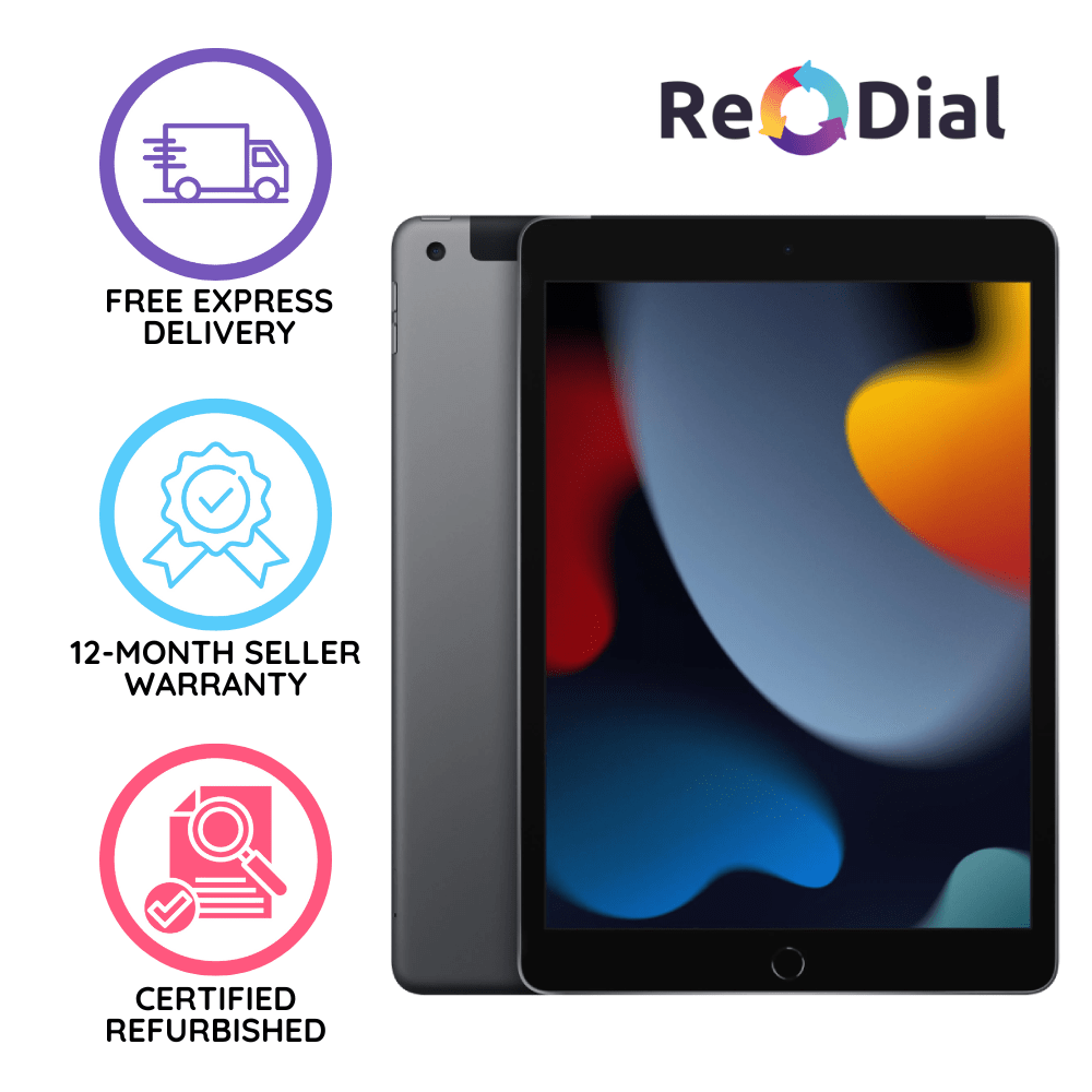 Excellent Refurbished Apple iPad 10.2" 9th Gen (2021) Wi - Fi + Cellular - ReDial