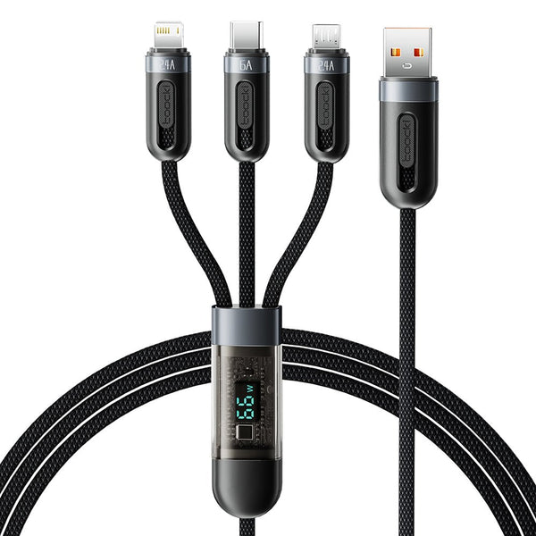Toocki 1.2M 6A Multi 3 - in - 1 USB Fast Charging Cable - ReDial
